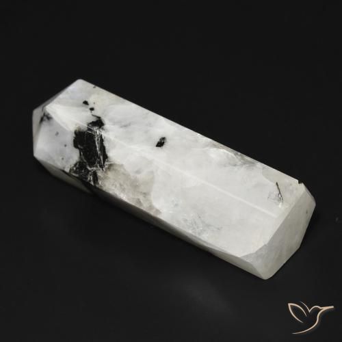 Pierre de lune arc-en-ciel Blanc avec noir naturelle Fantaisie, 43.87 ct, Opaque