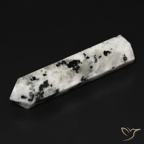34.49ct Naturel Blanc avec noir Pierre de lune arc-en-ciel, Fantaisie, Opaque