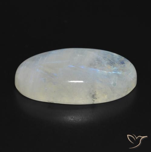 Pierre de lune arc-en-ciel Blanc bleuâtre naturelle ovale, 37.92 ct, Translucide