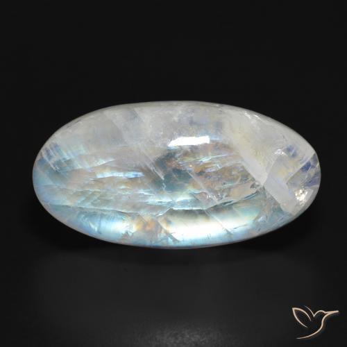 26.98ct Naturel Blanc bleuâtre Pierre de lune arc-en-ciel, ovale, Translucide