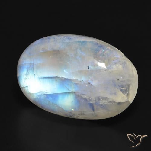 Pierre de lune arc-en-ciel Blanc bleuâtre naturelle ovale, 19.90 ct, Translucide