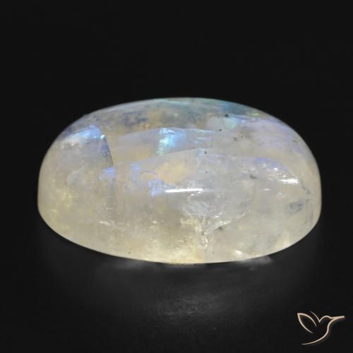 Pierre de lune arc-en-ciel Blanc bleuâtre naturelle ovale, 19.90 ct, Translucide