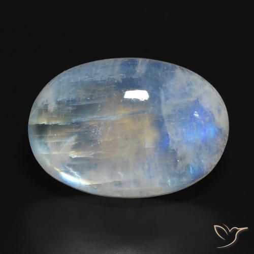 19.81ct Naturel Blanc bleuâtre Pierre de lune arc-en-ciel, ovale, Translucide