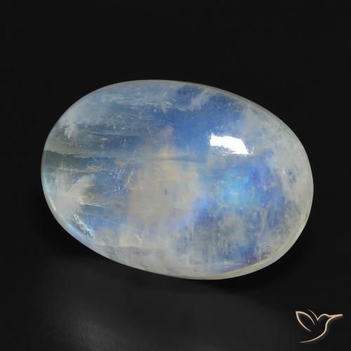 Pierre de lune arc-en-ciel Blanc bleuâtre naturelle ovale, 19.81 ct, Translucide