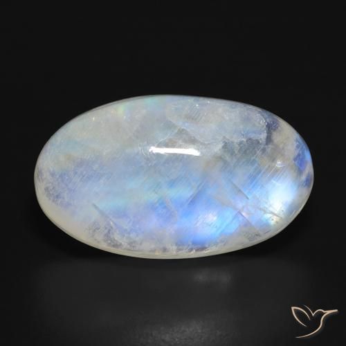 16.92ct Naturel Blanc bleuâtre Pierre de lune arc-en-ciel, ovale, Translucide