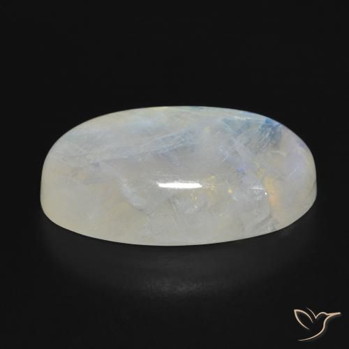 Pierre de lune arc-en-ciel Blanc bleuâtre naturelle ovale, 16.92 ct, Translucide