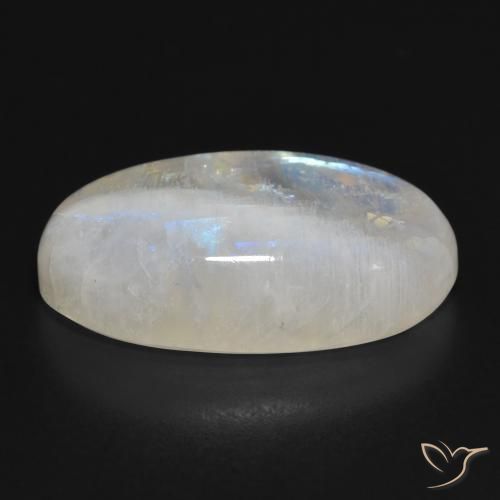 Pierre de lune arc-en-ciel Blanc bleuâtre naturelle ovale, 32.92 ct, Translucide