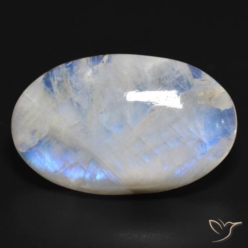 46.73ct Naturel Blanc bleuâtre Pierre de lune arc-en-ciel, ovale, Translucide