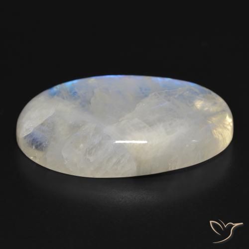 Pierre de lune arc-en-ciel Blanc bleuâtre naturelle ovale, 46.73 ct, Translucide