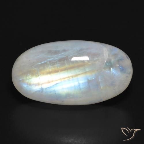 19.45ct Naturel Blanc bleuâtre Pierre de lune arc-en-ciel, ovale, Translucide