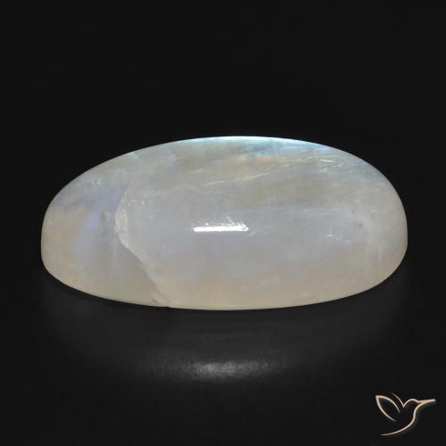 Pierre de lune arc-en-ciel Blanc bleuâtre naturelle ovale, 19.45 ct, Translucide