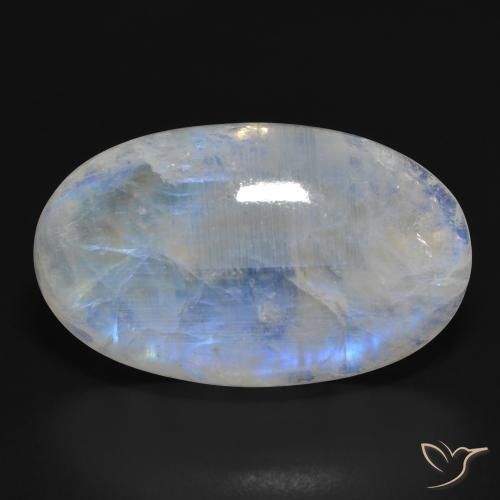 33.87ct Naturel Blanc bleuâtre Pierre de lune arc-en-ciel, ovale, Translucide
