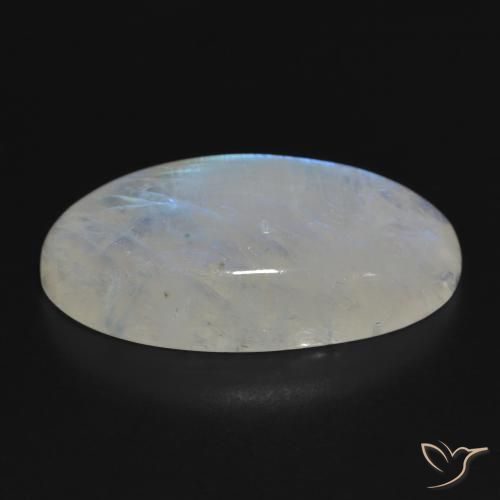 Pierre de lune arc-en-ciel Blanc bleuâtre naturelle ovale, 33.87 ct, Translucide