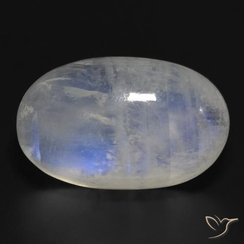 32.27ct Naturel Blanc bleuâtre Pierre de lune arc-en-ciel, ovale, Translucide