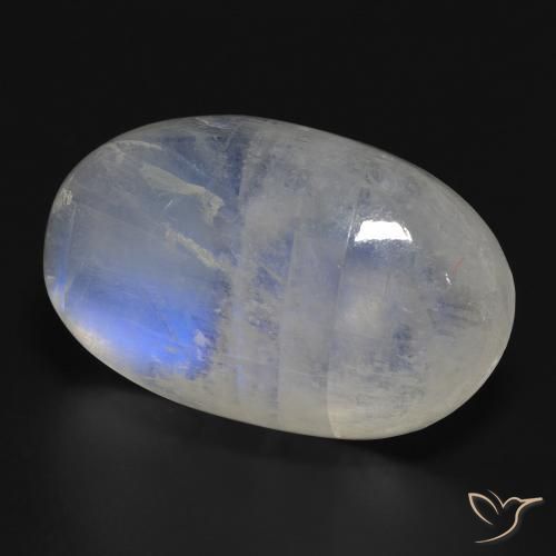 Pierre de lune arc-en-ciel Blanc bleuâtre naturelle ovale, 32.27 ct, Translucide