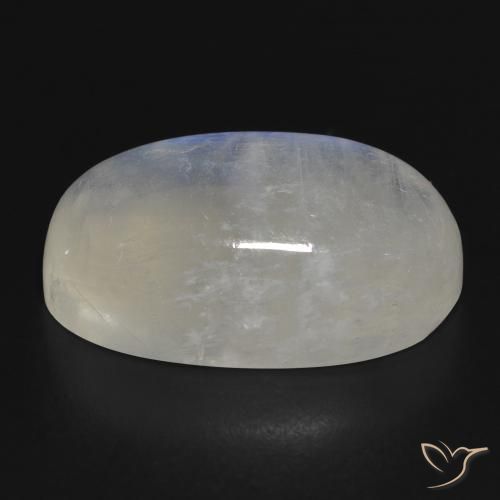Pierre de lune arc-en-ciel Blanc bleuâtre naturelle ovale, 32.27 ct, Translucide