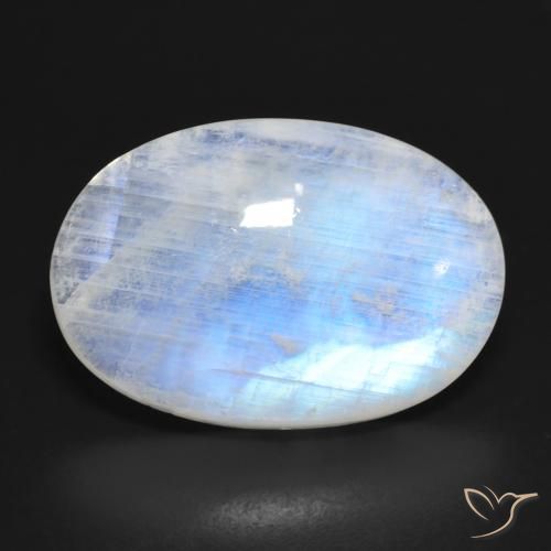 16.62ct Naturel Blanc bleuâtre Pierre de lune arc-en-ciel, ovale, Translucide