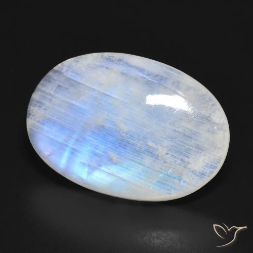 Pierre de lune arc-en-ciel blanc naturelle coupe ovale, 16,62 ct, translucide