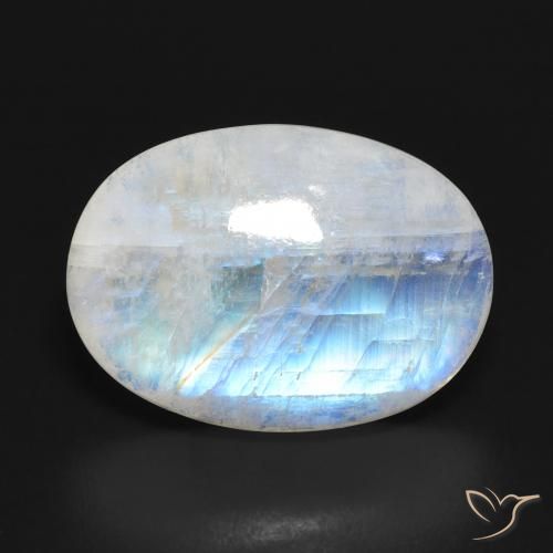 13.54ct Naturel Blanc bleuâtre Pierre de lune arc-en-ciel, ovale, Translucide