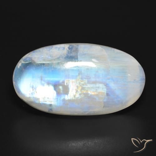 26.86ct Naturel Blanc bleuâtre Pierre de lune arc-en-ciel, ovale, Translucide