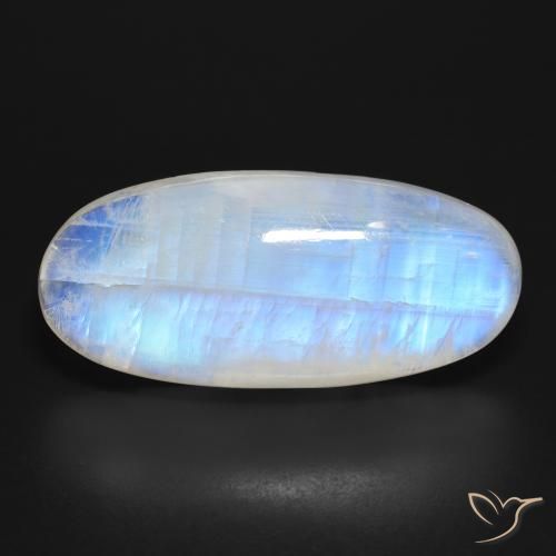 Pierre de lune arc-en-ciel Blanc bleuâtre naturelle Coupe ovale, 42.05 ct, Translucide