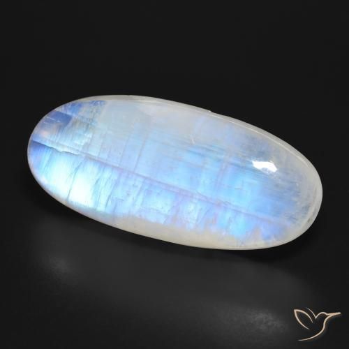 Pierre de lune arc-en-ciel Blanc bleuâtre naturelle Coupe ovale, 42.05 ct, Translucide