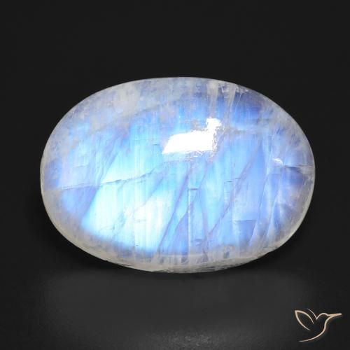 23.16ct Naturel Blanc bleuâtre Pierre de lune arc-en-ciel, ovale, Translucide