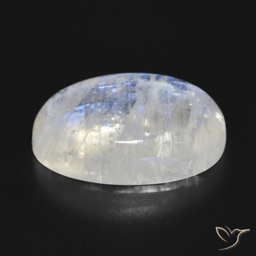 Pierre de lune arc-en-ciel Blanc bleuâtre naturelle ovale, 23.16 ct, Translucide