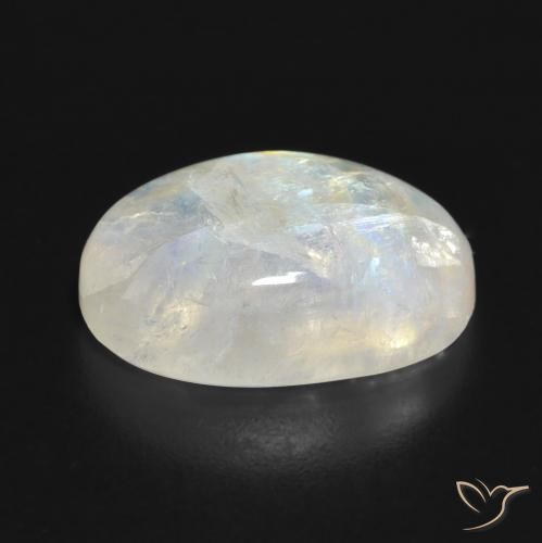Pierre de lune arc-en-ciel Blanc bleuâtre naturelle Coupe ovale, 12.72 ct, Translucide