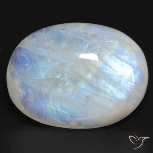 30.84ct Naturel Blanc bleuâtre Pierre de lune arc-en-ciel, ovale, Translucide