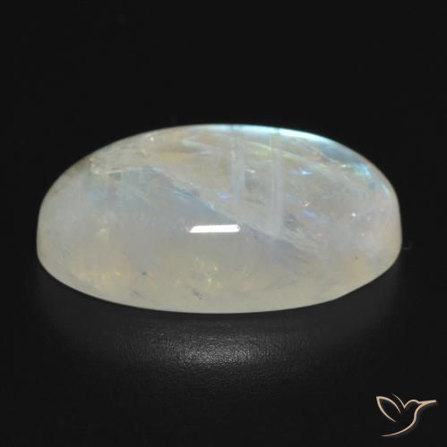 Pierre de lune arc-en-ciel Blanc bleuâtre naturelle ovale, 11.54 ct, Translucide