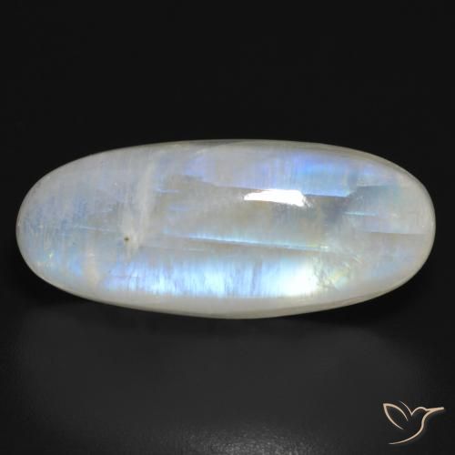 21.52ct Naturel Blanc bleuâtre Pierre de lune arc-en-ciel, ovale, Translucide