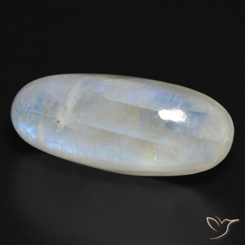 Pierre de lune arc-en-ciel Blanc bleuâtre naturelle ovale, 21.52 ct, Translucide