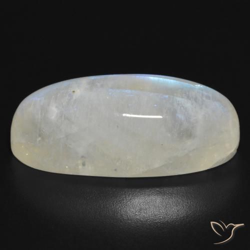 Pierre de lune arc-en-ciel Blanc bleuâtre naturelle ovale, 21.52 ct, Translucide