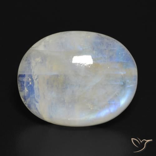 19.86ct Naturel Blanc bleuâtre Pierre de lune arc-en-ciel, ovale, Translucide