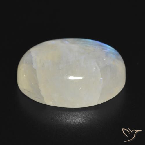 Pierre de lune arc-en-ciel Blanc bleuâtre naturelle ovale, 19.86 ct, Translucide