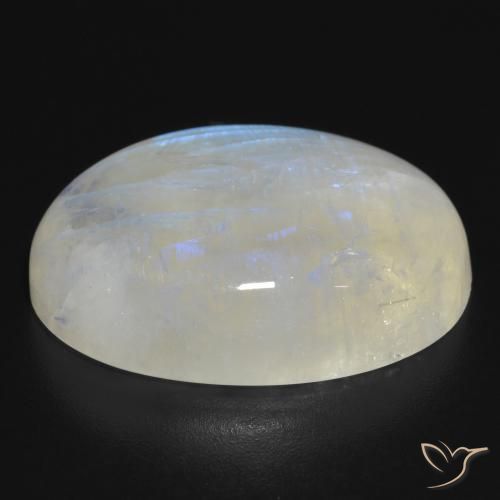 Pierre de lune arc-en-ciel Blanc bleuâtre naturelle ovale, 26.57 ct, Translucide