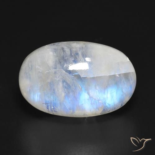 11.83ct Naturel Blanc bleuâtre Pierre de lune arc-en-ciel, ovale, Translucide