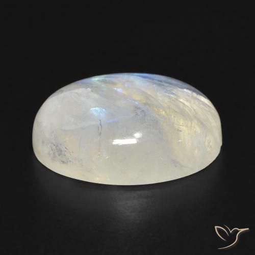 Pierre de lune arc-en-ciel Blanc bleuâtre naturelle ovale, 15.90 ct, Translucide