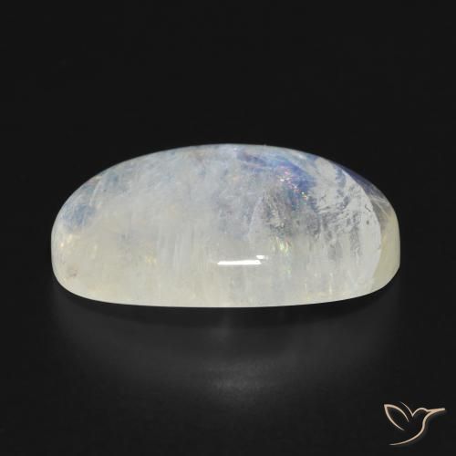 Pierre de lune arc-en-ciel Blanc bleuâtre naturelle ovale, 16.07 ct, Translucide