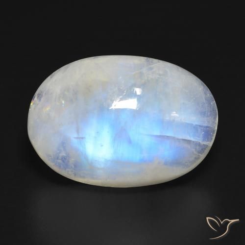 20.99ct Naturel Blanc bleuâtre Pierre de lune arc-en-ciel, ovale, Transparent