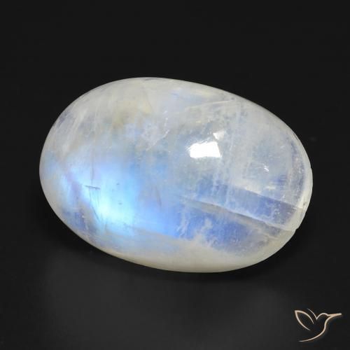 Pierre de lune arc-en-ciel Blanc bleuâtre naturelle ovale, 20.99 ct, Transparent