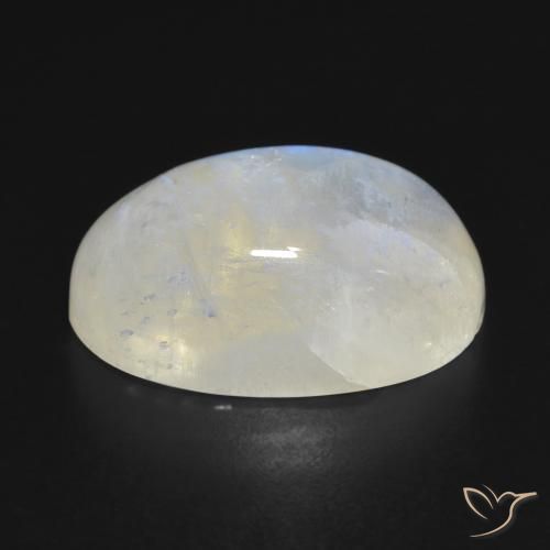 Pierre de lune arc-en-ciel Blanc bleuâtre naturelle ovale, 20.99 ct, Transparent