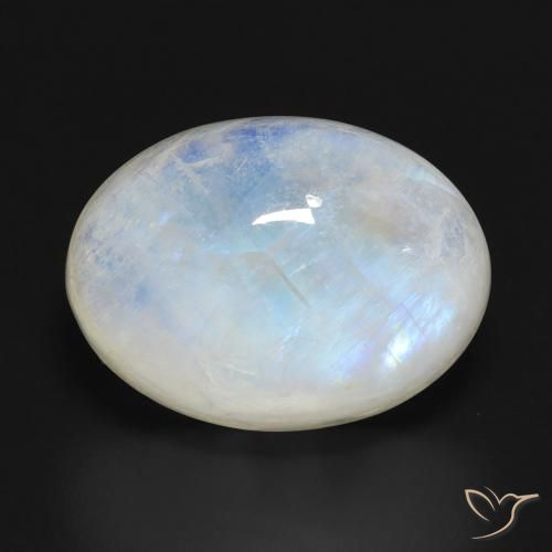 14.50ct Naturel Blanc bleuâtre Pierre de lune arc-en-ciel, ovale, Translucide