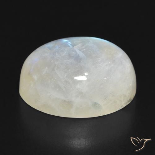Pierre de lune arc-en-ciel Blanc bleuâtre naturelle ovale, 14.50 ct, Translucide