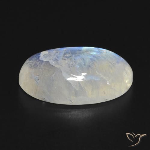 Pierre de lune arc-en-ciel blanc naturelle coupe ovale, 9,48 ct, transparent