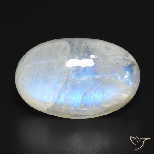 16.32ct Naturel Blanc bleuâtre Pierre de lune arc-en-ciel, ovale, Translucide