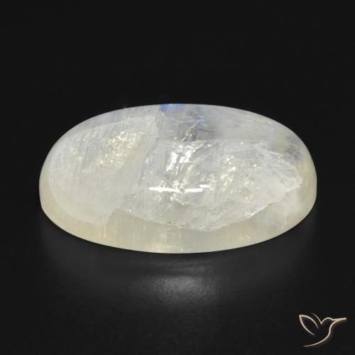 Pierre de lune arc-en-ciel Blanc bleuâtre naturelle ovale, 16.32 ct, Translucide