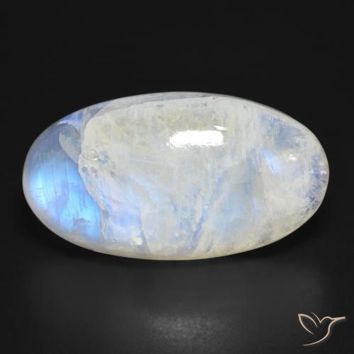 39.99ct Naturel Blanc bleuâtre Pierre de lune arc-en-ciel, ovale, Translucide