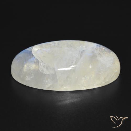 Pierre de lune arc-en-ciel Blanc bleuâtre naturelle ovale, 39.99 ct, Translucide